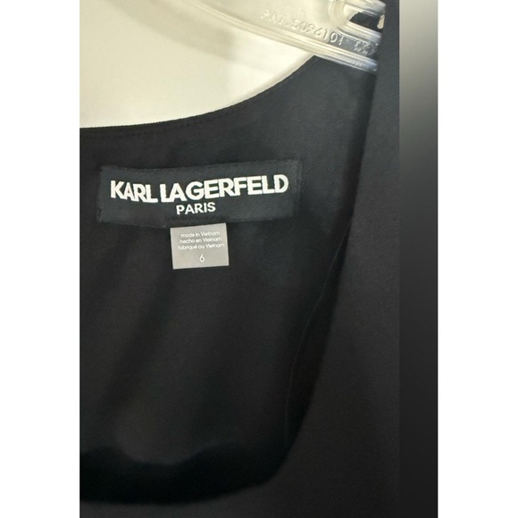 KARL LAGERFELD Women's Shift Mini Dress Size 6 Square Neck Bow Professional - Picture 9 of 11